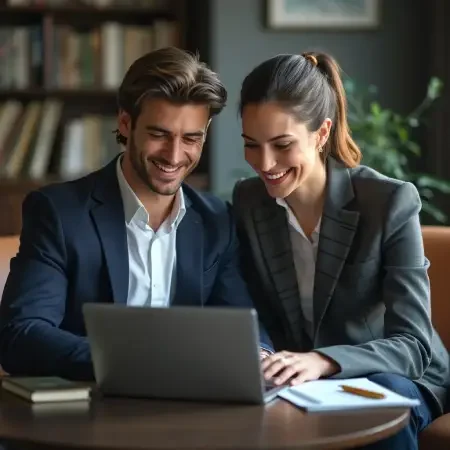 dois advogados, sendo um homem e uma mulher analisando o plano de saúde para advogados inscritos na caasp e oab